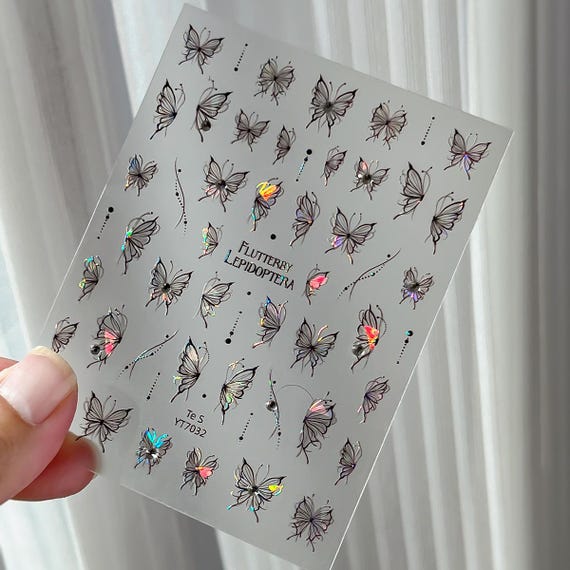 Simple Butterfly Nail decal sticker/ Nail art/ 3D Adhesive/ DIY use