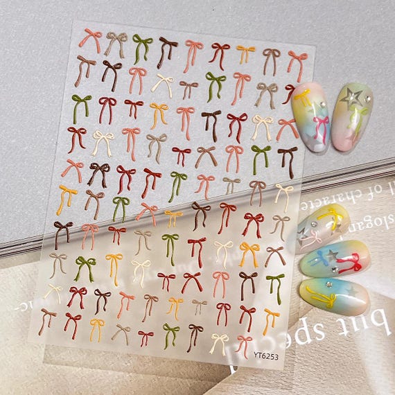 Bow Ribbon Nail decal sticker/ Nail art/ 3D Adhesive/ DIY use
