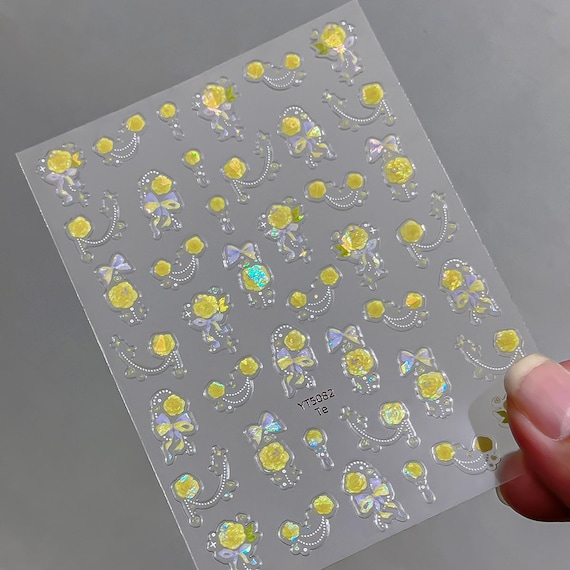 Yellow Rose Nail decal sticker/ Nail art/ 3D Adhesive/ DIY use