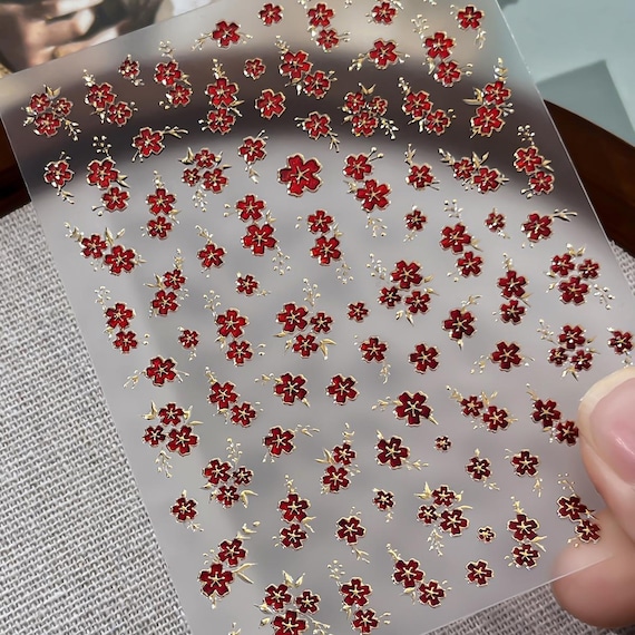 Spring Flowers Nail decal sticker/ Nail art/ 3D Adhesive/ DIY use