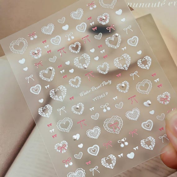 Pearl Bow Nail decal sticker/ Nail art/ 3D Adhesive/ DIY use