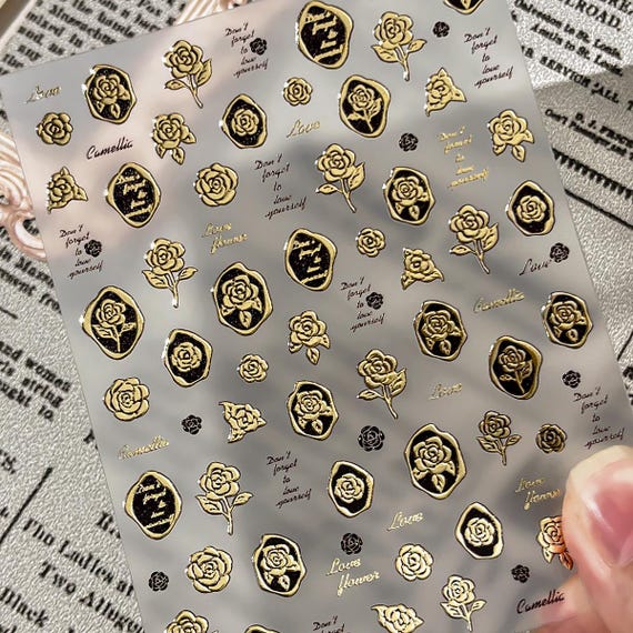 Postmark Camellia Nail decal sticker/ Nail art/ 3D Adhesive/ DIY use