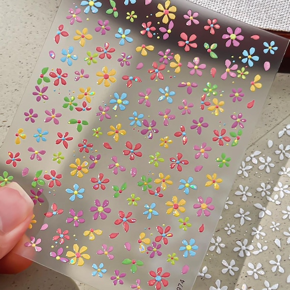 Spring Korean Floral Flowers Nail decal sticker/ Nail art/ 3D Adhesive/ DIY use