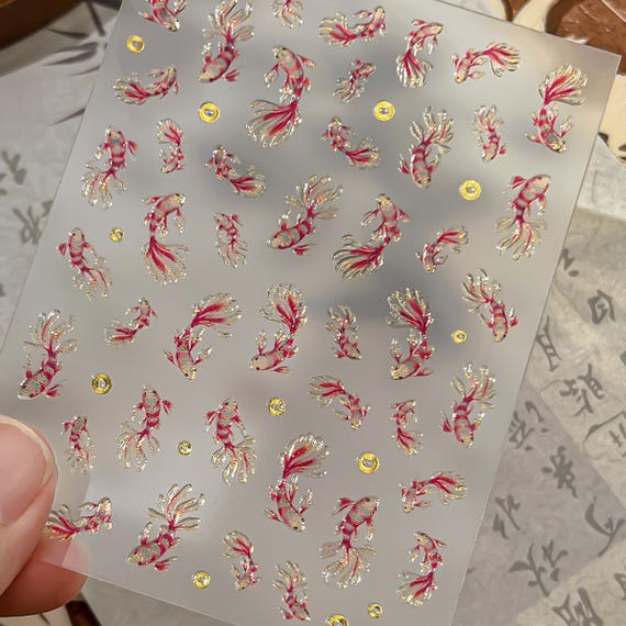 Chinese-style Goldfish Nail decal sticker/ Nail art/ 3D Adhesive/ DIY use
