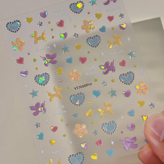 Macaron Balloon Puppy Nail decal sticker/ Nail art/ 3D Adhesive/ DIY use