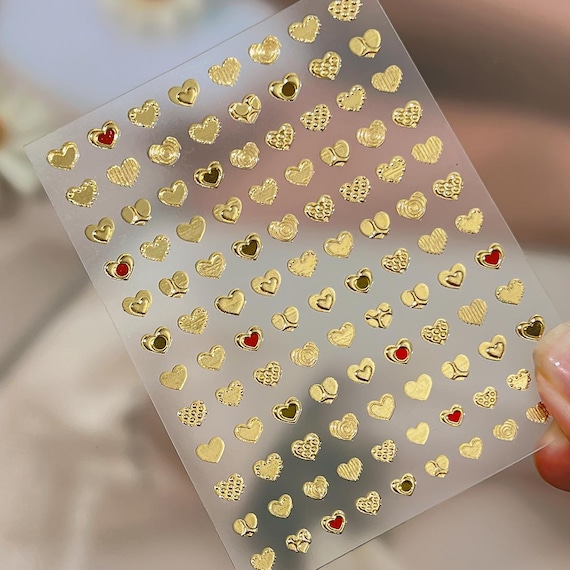 Simple Heart Nail decal sticker/ Nail art/ 3D Adhesive/ DIY use