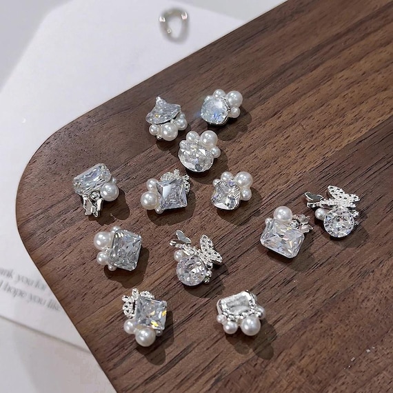 4PCS Zircon stack drill pearl inlay nail art decoration