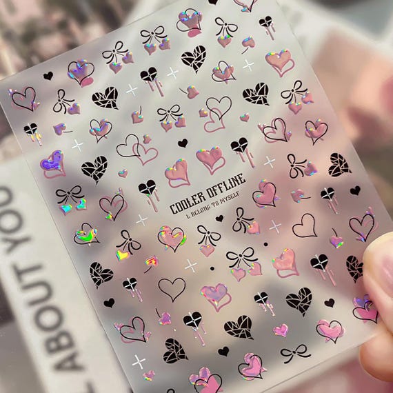 Love Heart Bow Tie Nail decal sticker/ Nail art/ 3D Adhesive/ DIY use