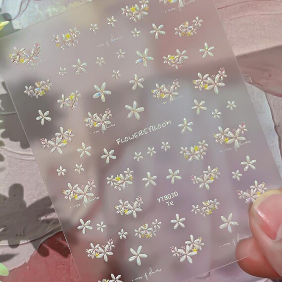 Spring French Floral Flowers Nail decal sticker/ Nail art/ 3D Adhesive/ DIY use