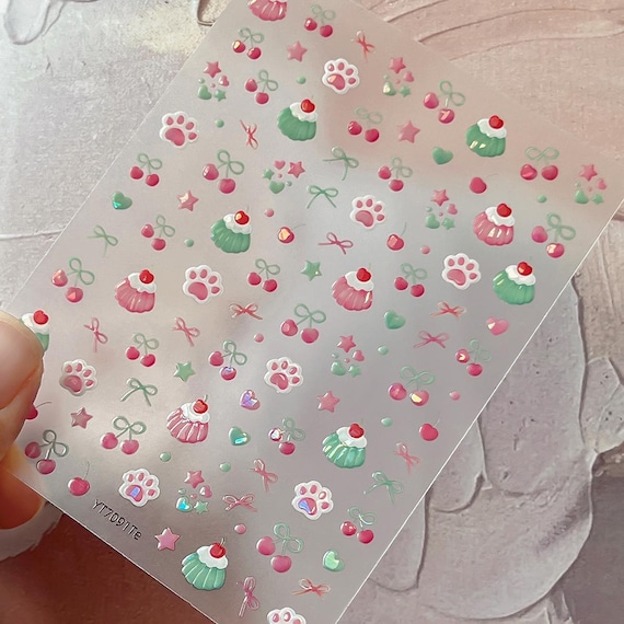 Cat Claw Cake Nail decal sticker/ Nail art/ 3D Adhesive/ DIY use