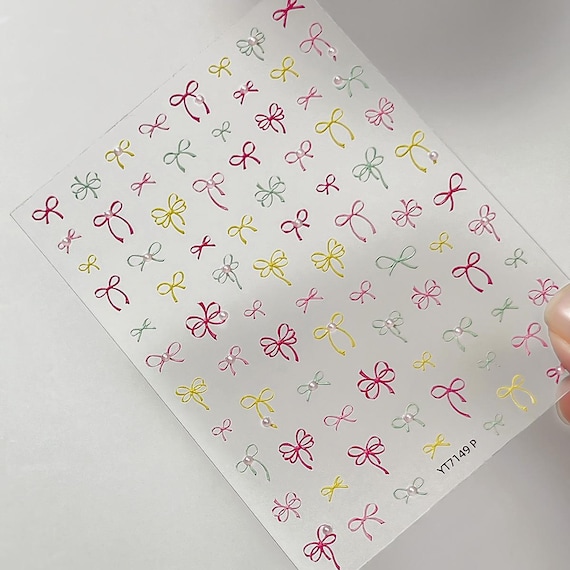 Pearl Bow Tie Nail decal sticker/ Nail art/ 3D Adhesive/ DIY use