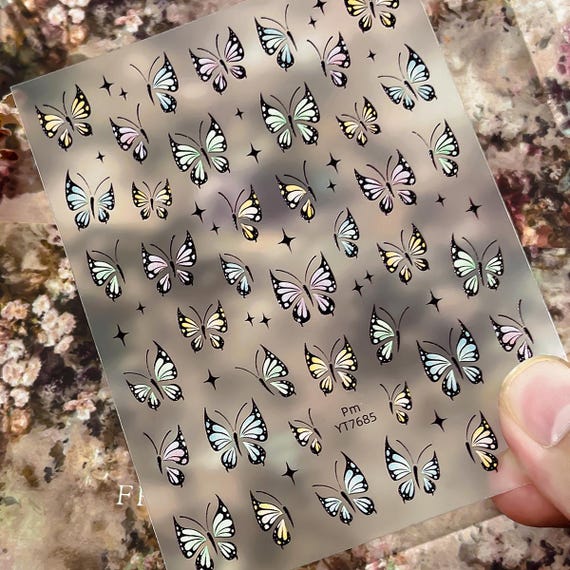 Comic Butterfly Nail decal sticker/ Nail art/ 3D Adhesive/ DIY use