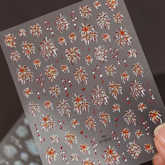 Cartoon New Year Fireworks Nail decal sticker/ Nail art/ 3D Adhesive/ DIY use