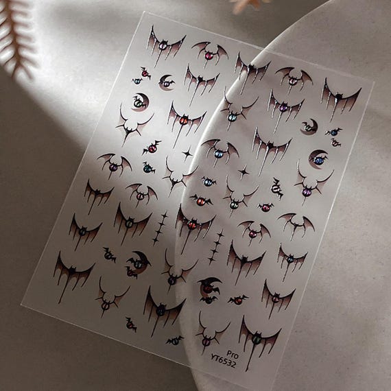 Halloween Dark Bat Wings Nail decal sticker/ Nail art/ 3D Adhesive/ DIY use