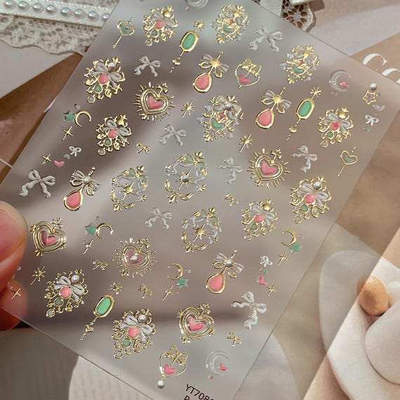 Retro Gemstones Nail decal sticker/ Nail art/ 3D Adhesive/ DIY use