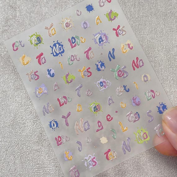 Jelly Letters Nail decal sticker/ Nail art/ 3D Adhesive/ DIY use