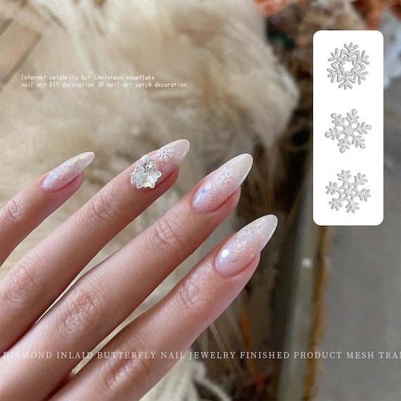 Christmas Alloy 5mm white snowflakes DIY nail art accessories