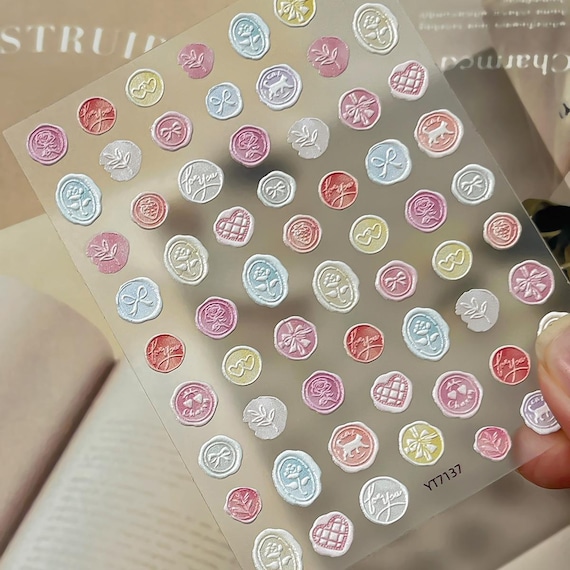 Cute Postmark Nail decal sticker/ Nail art/ 3D Adhesive/ DIY use