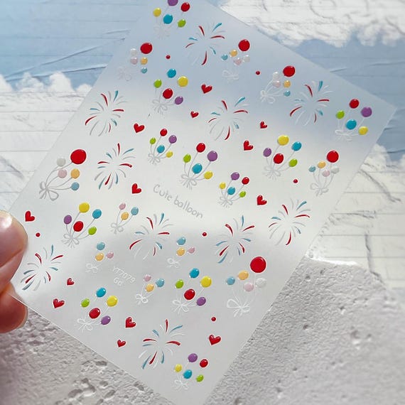 Balloon Fireworks Nail decal sticker/ Nail art/ 3D Adhesive/ DIY use