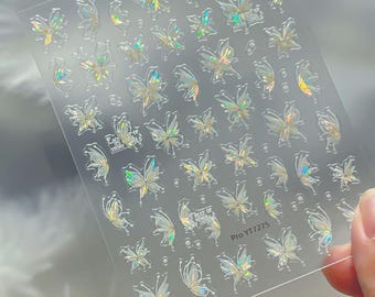 Adesivo de unha com borboleta requintada / Arte para unhas / Adesivo 3D / Faça você mesmo