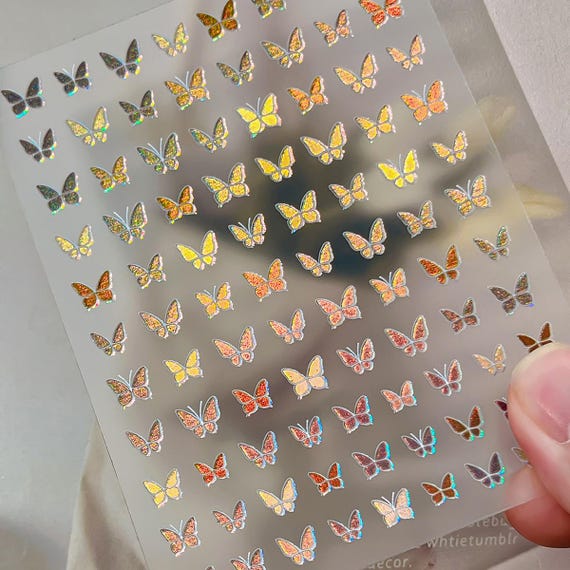 Simple Butterfly Nail decal sticker/ Nail art/ 3D Adhesive/ DIY use