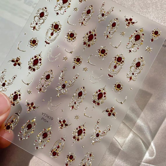 Vintage Baroque Scepter Gemstone Nail decal sticker/ Nail art/ 3D Adhesive/ DIY use