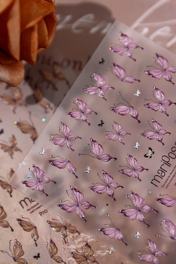 Butterfly Nail decal sticker/ Nail art/ 3D Adhesive/ DIY use