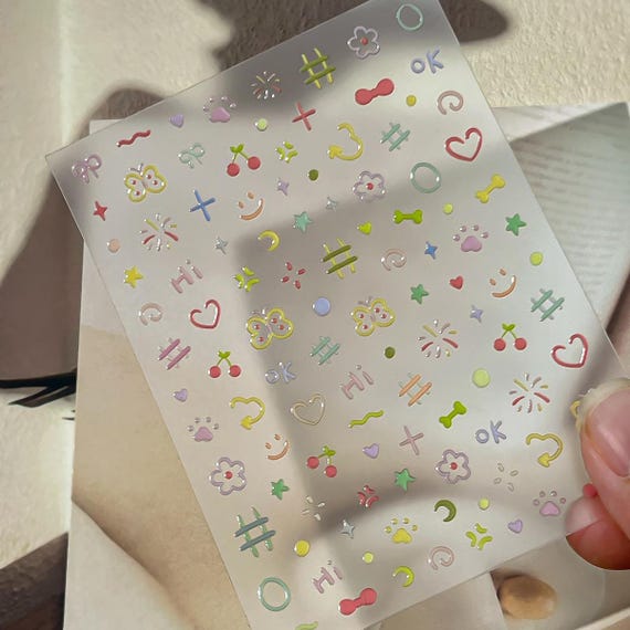 Cute Simple Pattern Nail decal sticker/ Nail art/ 3D Adhesive/ DIY use