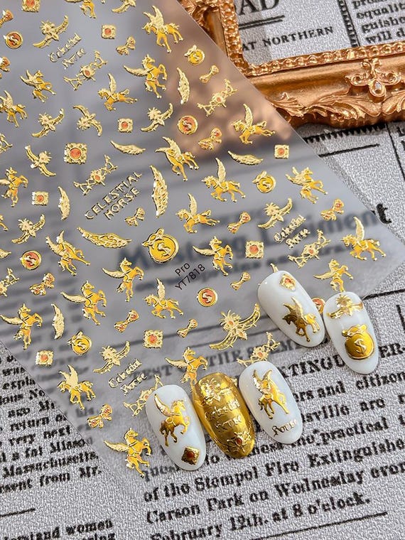Pegasus Nail decal sticker/ Nail art/ 3D Adhesive/ DIY use