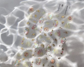 Marine shell nail decal sticker/ 3D nail art/ DIY use