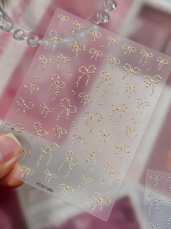 Chain Bow Tie Nail decal sticker/ Nail art/ 3D Adhesive/ DIY use