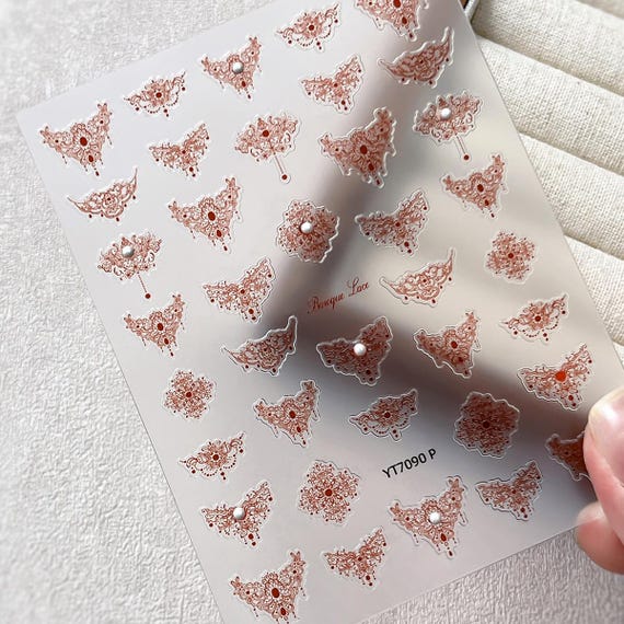 Baroque Lace Pearl Patterns Nail decal sticker/ Nail art/ 3D Adhesive/ DIY use