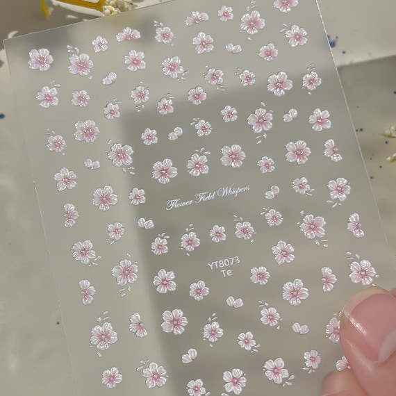 Spring Cherry Blossoms Floral Flowers Nail decal sticker/ Nail art/ 3D Adhesive/ DIY use