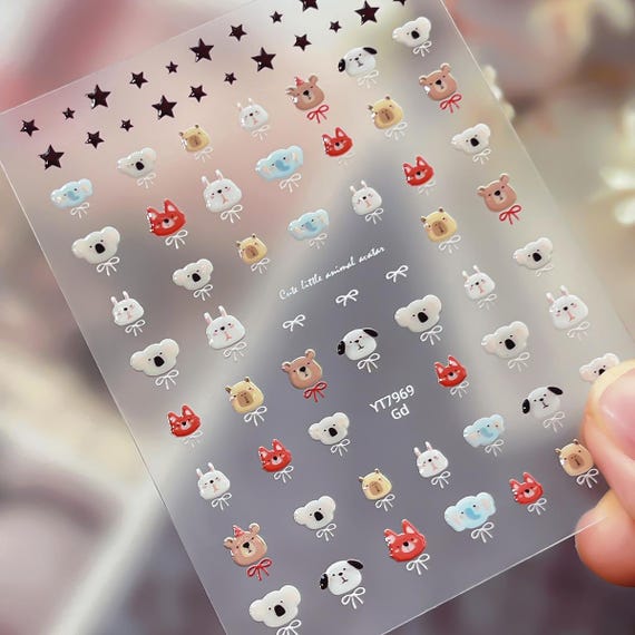 Cartoon Puppy Dog Nail decal sticker/ Nail art/ 3D Adhesive/ DIY use