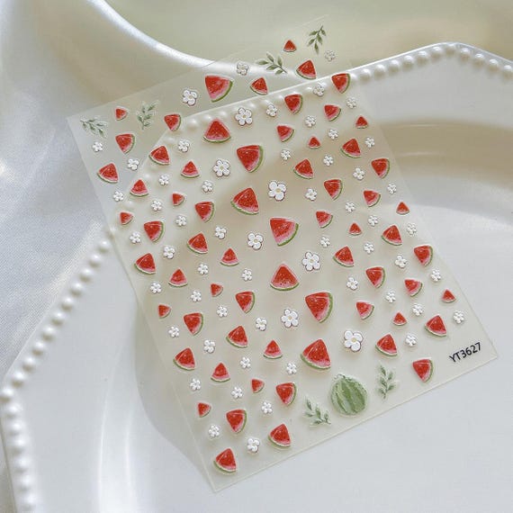 Summer Watermelon nail decal sticker/ Fresh art/ 3D Nail Adhesive/ DIY use