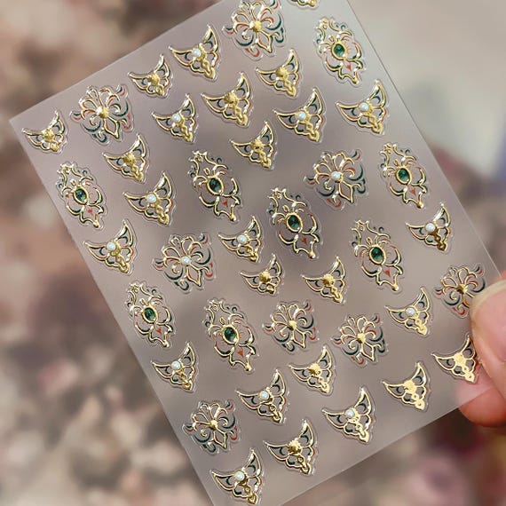 Chinese-style Traditional Pattern Pearls Nail decal sticker/ Nail art/ 3D Adhesive/ DIY use
