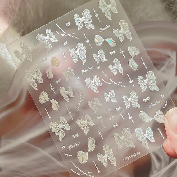 Jelly Gauze Bow Tie Nail decal sticker/ Nail art/ 3D Adhesive/ DIY use