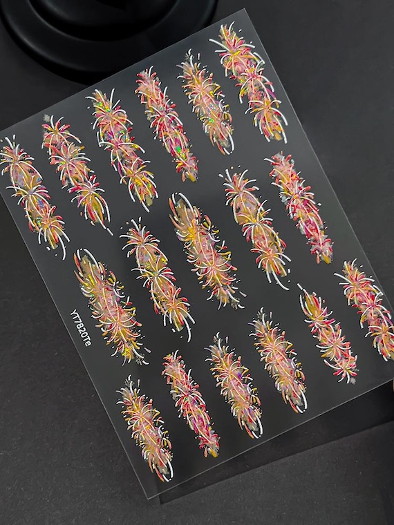 New Year Fireworks Nail decal sticker/ Nail art/ 3D Adhesive/ DIY use