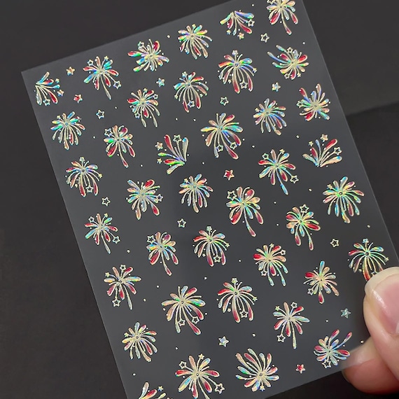 New Year Fireworks Nail decal sticker/ Nail art/ 3D Adhesive/ DIY use
