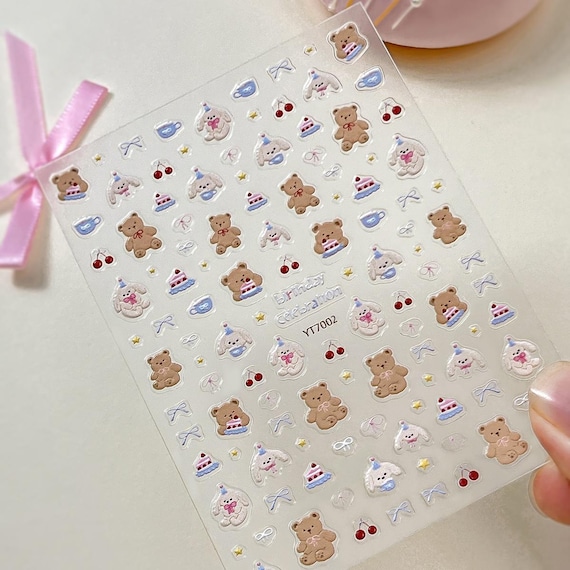 Cartoon Bear Nail decal sticker/ Nail art/ 3D Adhesive/ DIY use