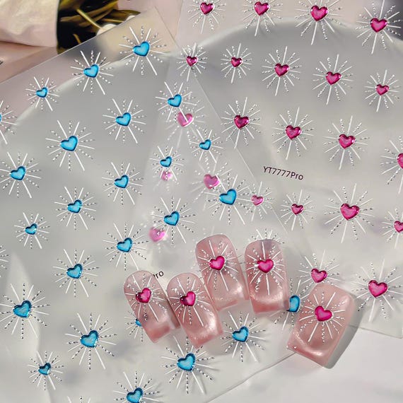 Starlight Love Heart Nail decal sticker/ Nail art/ 3D Adhesive/ DIY use