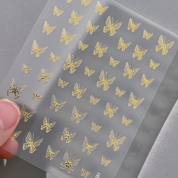 Spring Liquid Butterfly Nail decal sticker/ Nail art/ 3D Adhesive/ DIY use