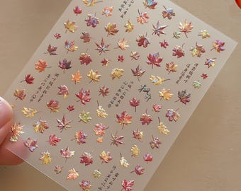 Autumn Maple Leaf Nail Stickers, Fall Leaf Decals for Nails & Phone Case DIY Decor