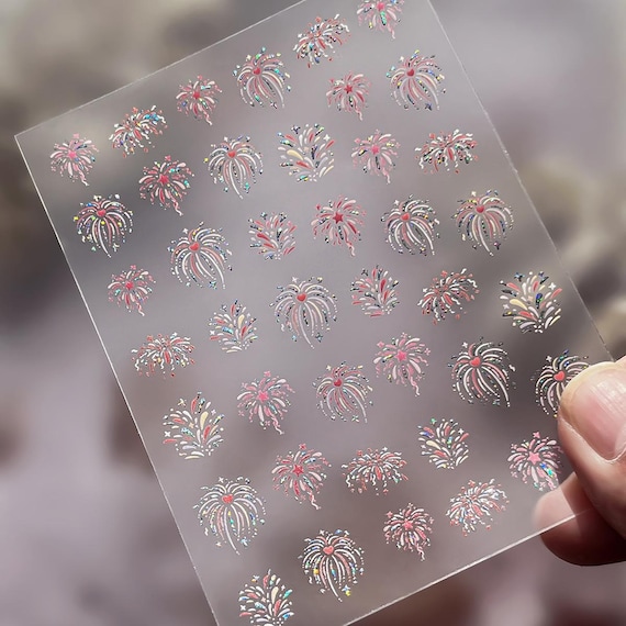 Colorful Fireworks Nail decal sticker/ Nail art/ 3D Adhesive/ DIY use