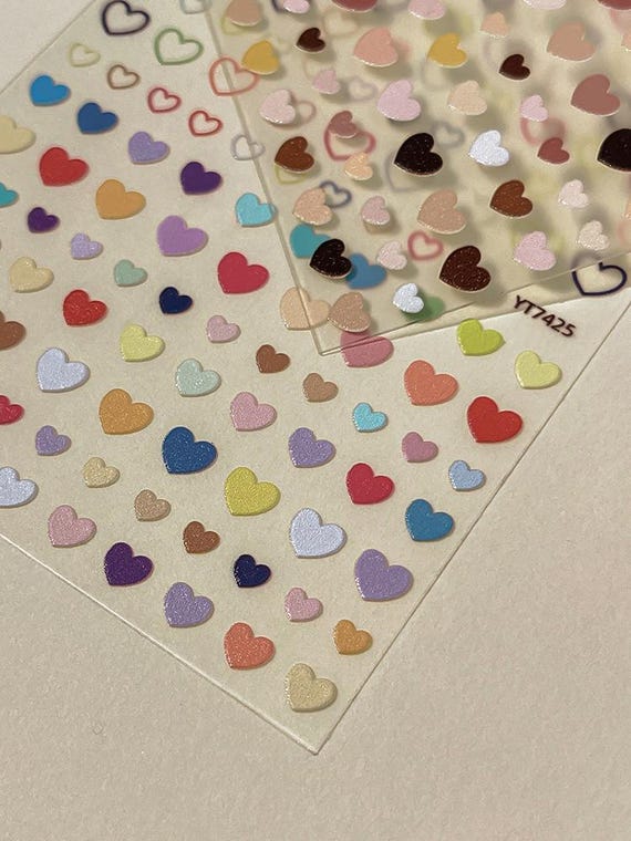 Simple Heart Nail decal sticker/ Nail art/ 3D Adhesive/ DIY use