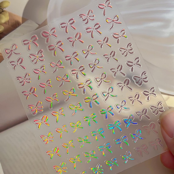 Simple Colorful Bow Nail decal sticker/ Nail art/ 3D Adhesive/ DIY use