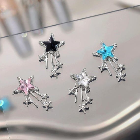 6Pcs Zircon Five-pointed star shape 9*16mm nail art decoration