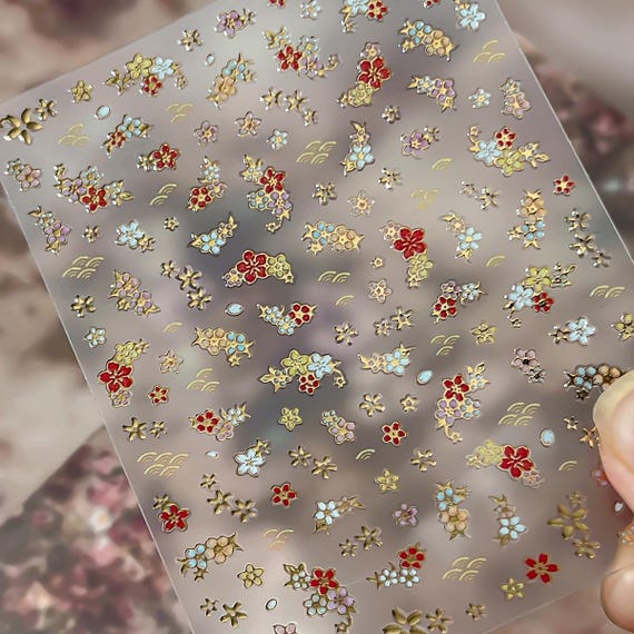Japanese Cherry Blossoms Nail decal sticker/ Nail art/ 3D Adhesive/ DIY use