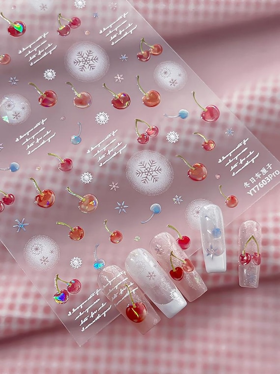 Cartoon Cherry Nail decal sticker/ Nail art/ 3D Adhesive/ DIY use