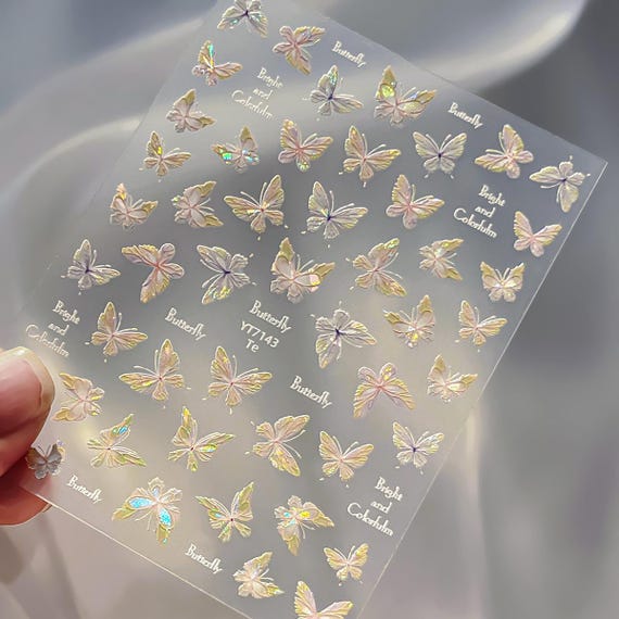 Colorful Butterfly Nail decal sticker/ Nail art/ 3D Adhesive/ DIY use